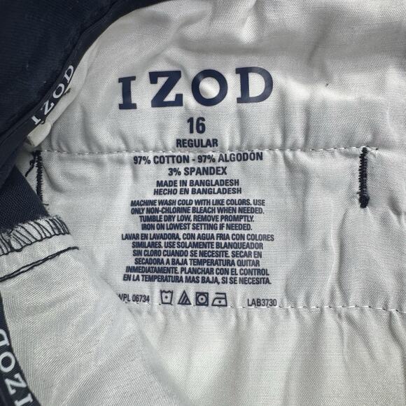 IZOD School Uniform Pants Flat Front Stretch Boys Size 16 Navy Blue - Picture 5 of 8